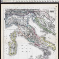 Arte: MAPA ITALIA ROMANA ANTIGUA DE HEINRICH KIEPERT, LITOGRAFÍA DE 1869, COLOREADA A MANO, CARTOGRAFÍA