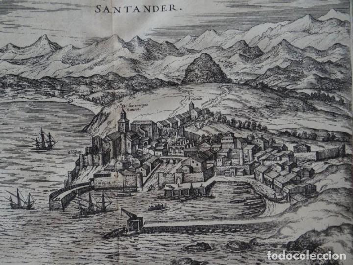 Arte: 1575 Grabado al cobre vista mapa de Santander (Braun Hogenberg) - Foto 2 - 111062231