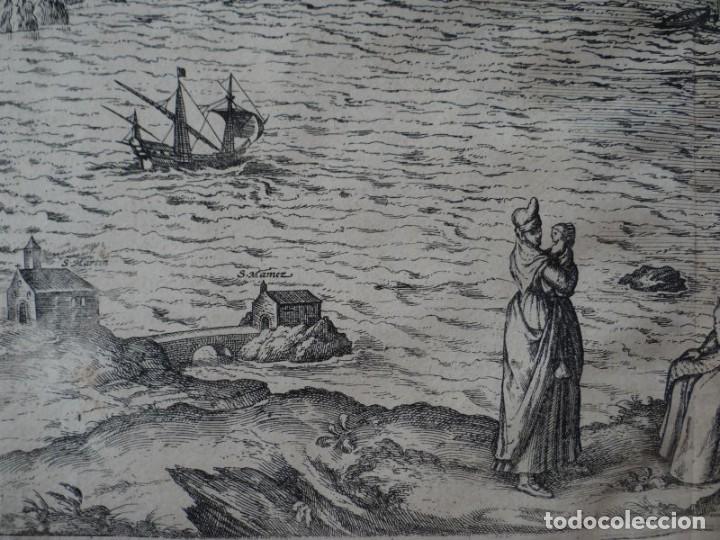 Arte: 1575 Grabado al cobre vista mapa de Santander (Braun Hogenberg) - Foto 3 - 111062231