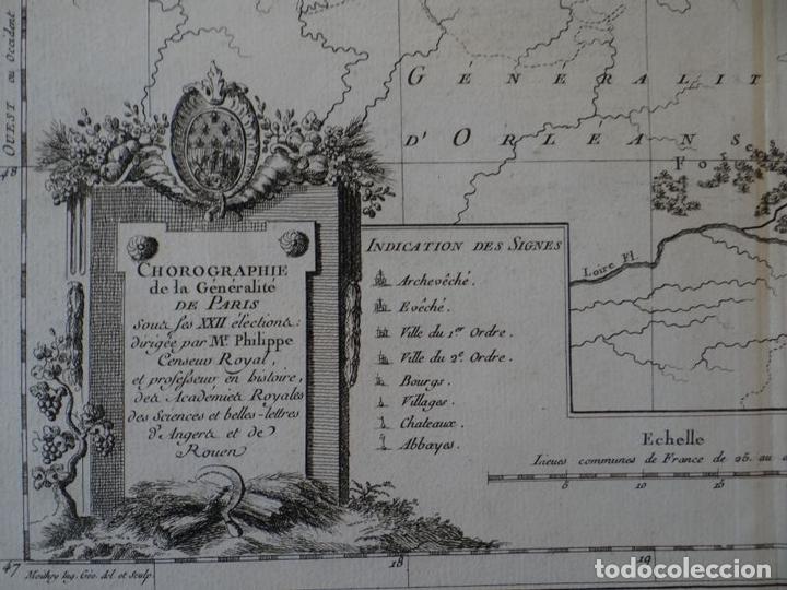 Arte: Mapa de Par&iacute;s (Francia), 1787. Moithey/Herault - Foto 2