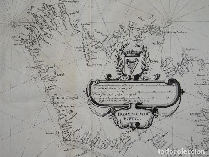 Arte: Antiguo mapa de Irlanda, 1641. Merian - Foto 3 - 119480151
