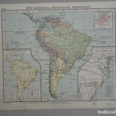 Arte: MAPA DE AMÉRICA DEL SUR Y ÁFRICA, CIRCA 1880. FISCHER/STEINERT. Lote 121591883
