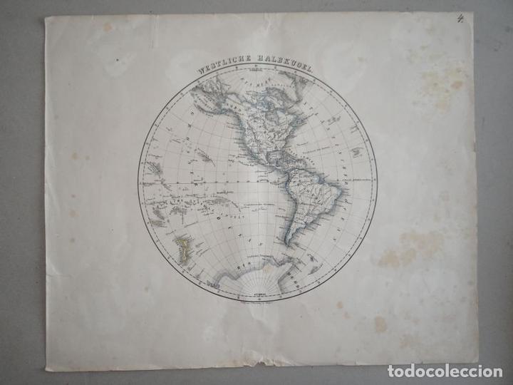 Arte: Mapa del Hemisferio Norte del Mundo (América), 1844. Flemming - Foto 2 - 123476803