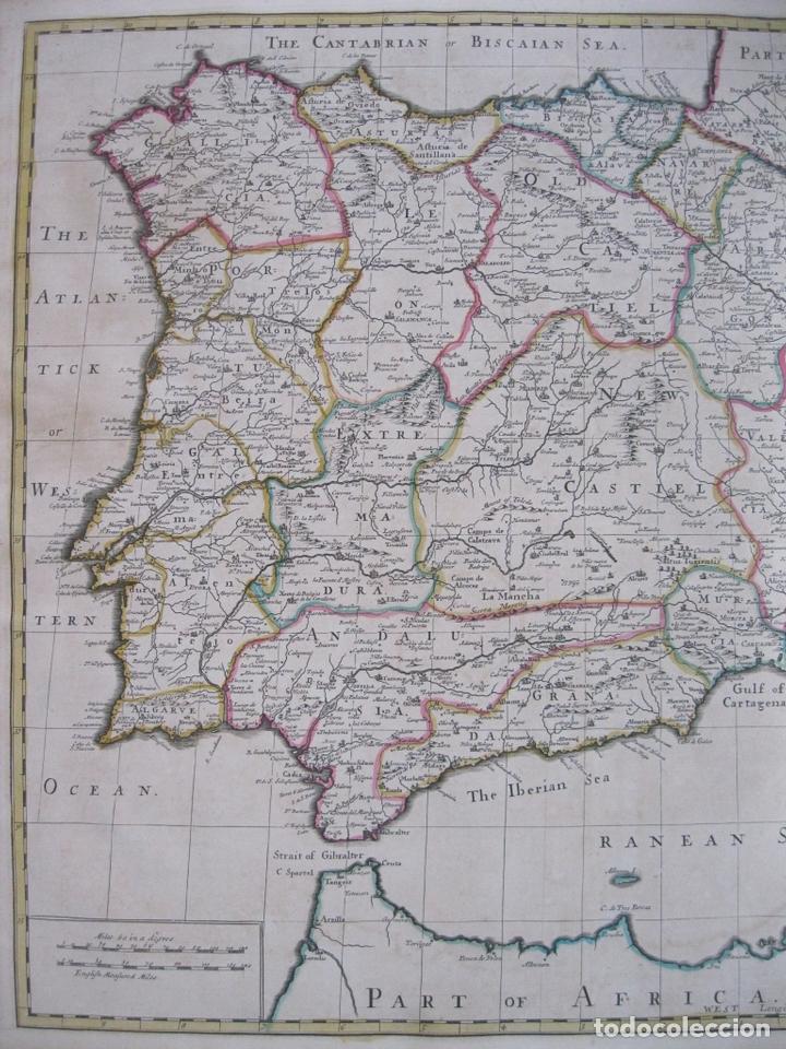 Arte: Gran mapa de España y Portugal, 1719. John Senex - Foto 3 - 129020007