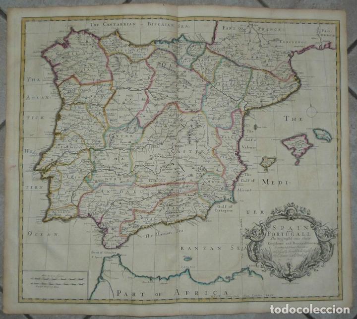 Arte: Gran mapa de España y Portugal, 1719. John Senex - Foto 7 - 129020007