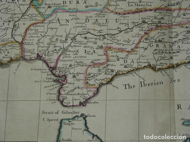 Arte: Gran mapa de España y Portugal, 1719. John Senex - Foto 10 - 129020007