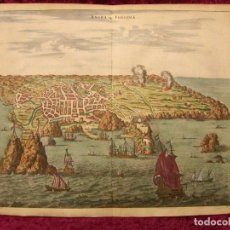 Arte: GRAN MAPA DE ANGRA EN LA ISLA TERCEIRA (AS AZORES, ATLÁNTICO, PORTUGAL), 1671. MONTANUS/MEURS. Lote 129113967