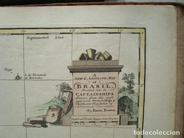 Arte: Gran mapa de Brasil (América del sur), 1747. E. Bowen - Foto 2 - 129115231