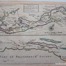 Arte: 1732 HERMAN MOLL MAPA ISLAND OF BERMUDOS PART NEW PROVIDENCE BERMUDA BAHAMAS HOG LONG SALT KEY MAP