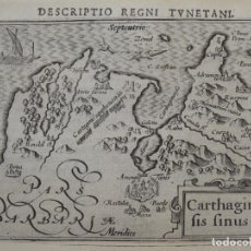 Arte: ANTIGUO MAPA DE LA CIUDAD DE CARTAGO( TÚNEZ, ÁFRICA), 1606. BERTIUS