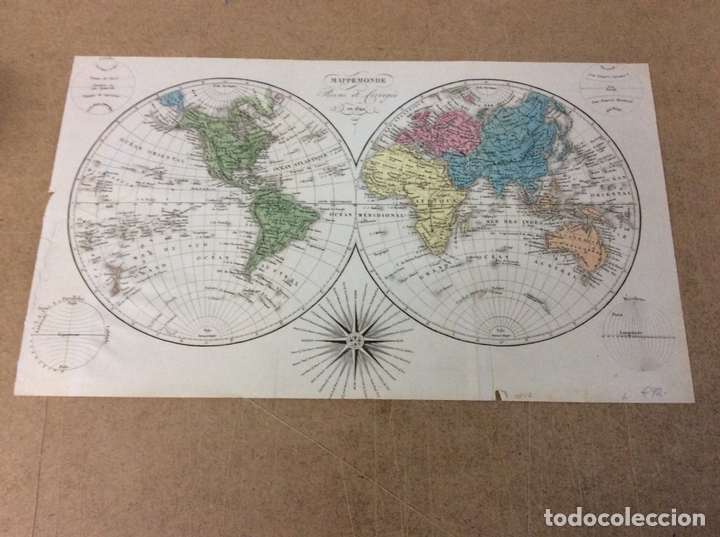 Arte: Mapa del Mundo, 1842. An&oacute;nimo - Foto 1