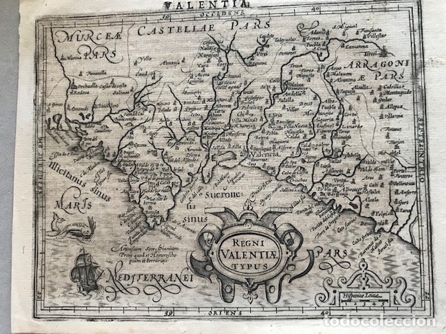 Arte: Mapa del antiguo Reino de Valencia (España), 1607. Mercator/Hondius - Foto 2 - 145162853