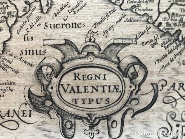 Arte: Mapa del antiguo Reino de Valencia (España), 1607. Mercator/Hondius - Foto 3 - 145162853
