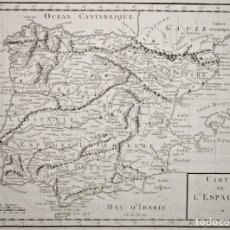 Arte: MAPA DE ESPAÑA Y PORTUGAL, HACIA 1780. ANÓNIMO