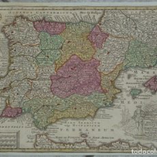 Arte: MAPA DE ESPAÑA Y PORTUGAL, 1744. SEUTTER/LOTTER
