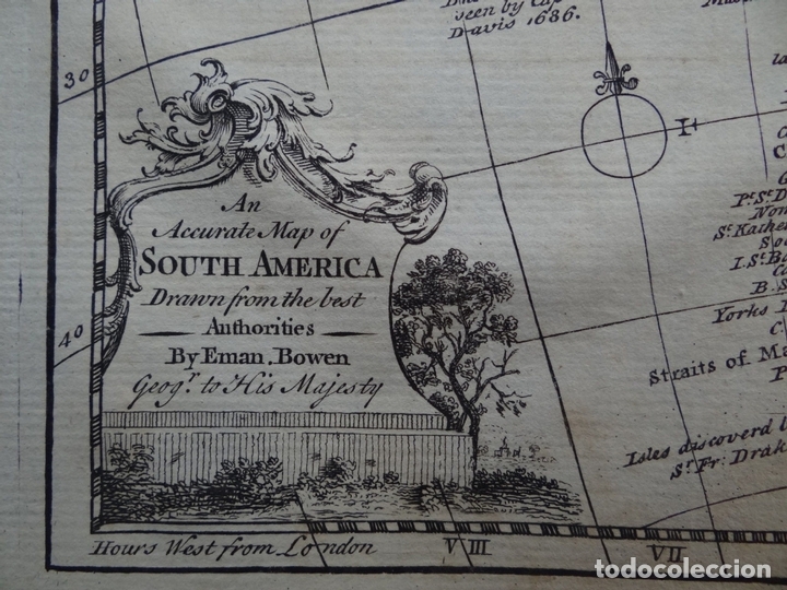 Arte: Mapa de Am&eacute;rica del sur, 1754. E. Bowen - Foto 2