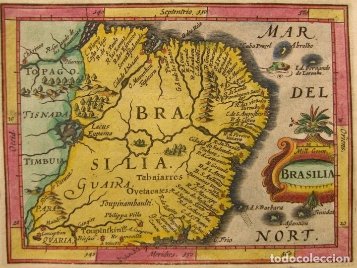 Arte: Mapa de Brasil, 1637. Bertius/Blaeu - Foto 2