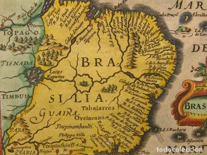 Arte: Mapa de Brasil, 1637. Bertius/Blaeu - Foto 3