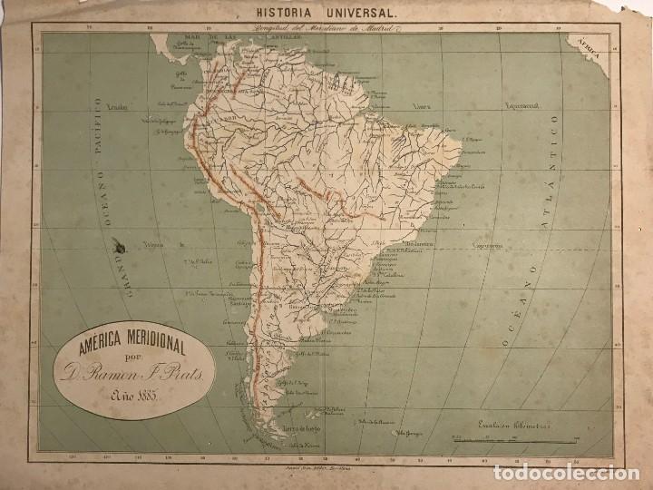 1885 Mapa América Meridional por D. Ramon F. Prats 36x27,5 cm