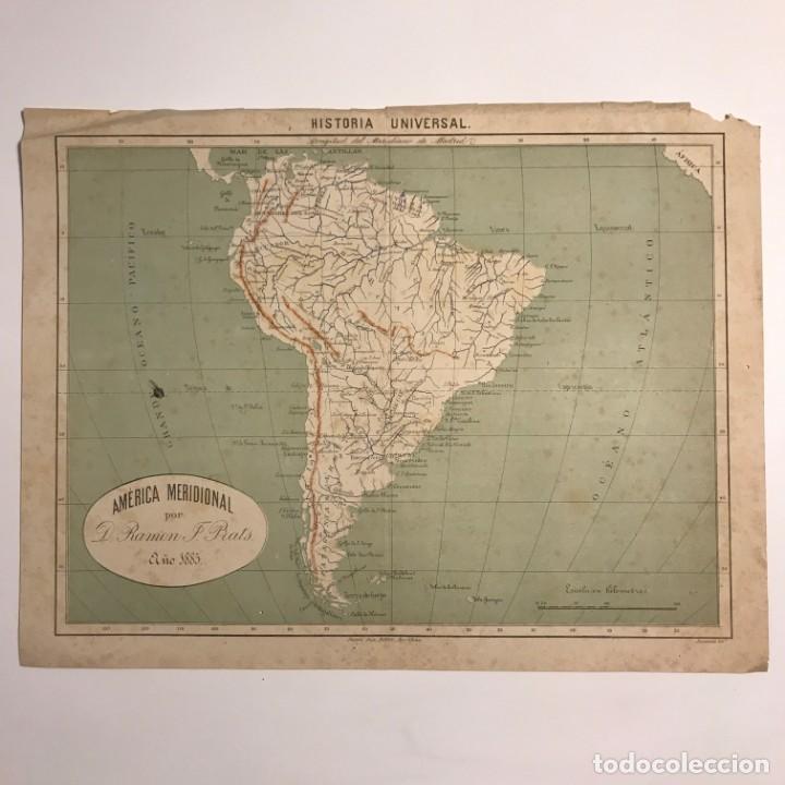 1885 Mapa América Meridional por D. Ramon F. Prats 36x27,5 cm