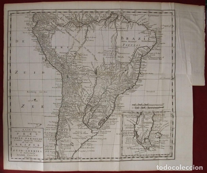 MAPA DE AMÉRICA DEL SUR, 1765. ISSAK TIRION (Arte - Cartografía Antigua (hasta S. XIX))