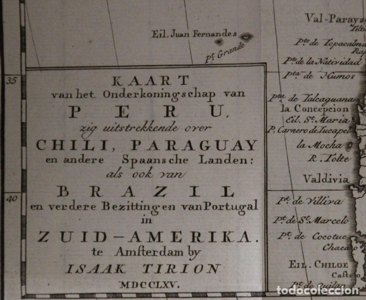 Arte: Mapa de América del sur, 1765. Issak Tirion - Foto 2 - 151534640