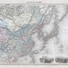 Arte: MAPA DE CHINA, COREA Y JAPÓN, DE 1894. LITOGRAFÍA COLOREADA DE LACOSTE Y L. SMITH. ATLAS MIGEON