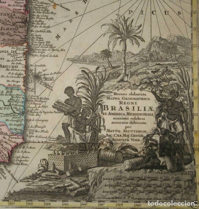 Arte: Gran mapa de Brasil, 1750. M. Seutter - Foto 2