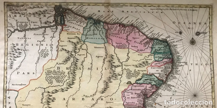 Arte: Gran mapa de Brasil, 1750. M. Seutter - Foto 12