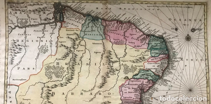 Arte: Gran mapa de Brasil, 1750. M. Seutter - Foto 14