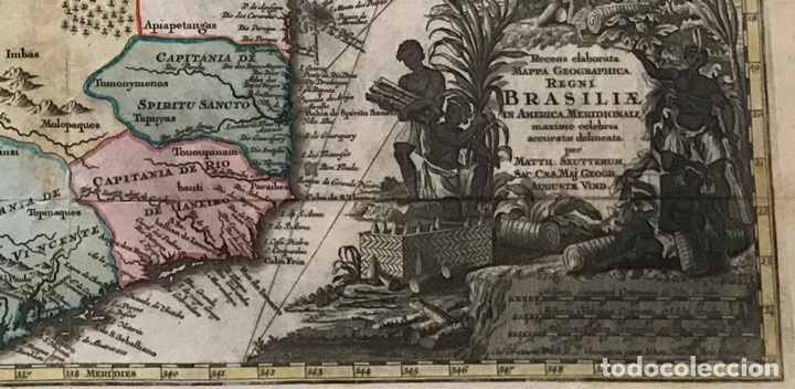 Arte: Gran mapa de Brasil, 1750. M. Seutter - Foto 16