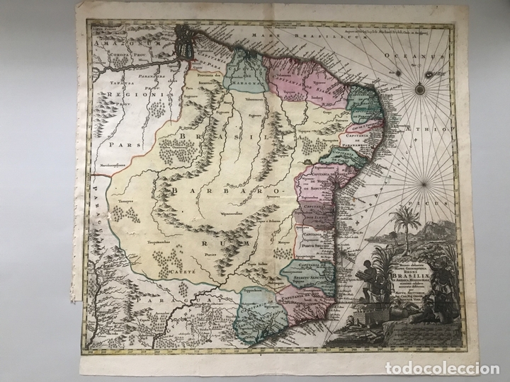 Arte: Gran mapa de Brasil, 1750. M. Seutter - Foto 17
