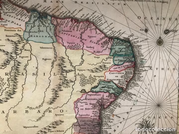 Arte: Gran mapa de Brasil, 1750. M. Seutter - Foto 18
