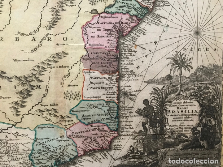 Arte: Gran mapa de Brasil, 1750. M. Seutter - Foto 19
