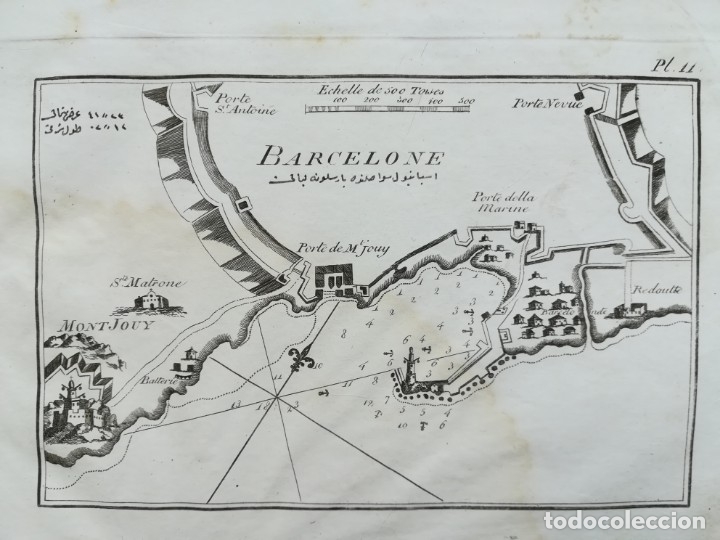 mapa barcelona 1800 mapa de barcelona   puerto  carta marina   roux   Buy Antique 