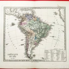 Arte: 1877 - GRABADO SOBRE COBRE ORIGINAL COLOREADO A MANO - JUSTUS PERTHES - AMERICA DEL SUR