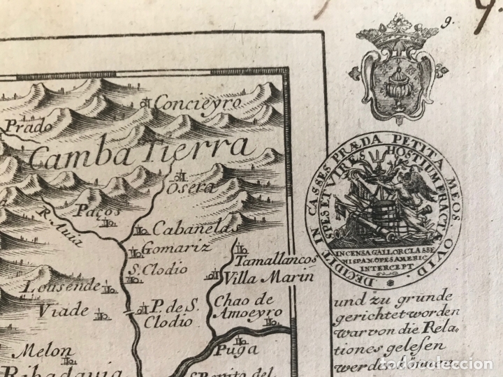 Arte: Mapa del sur de Pontevedra, batalla de Rande(Galicia, España), 1720. Bodenehr - Foto 7 - 176374823