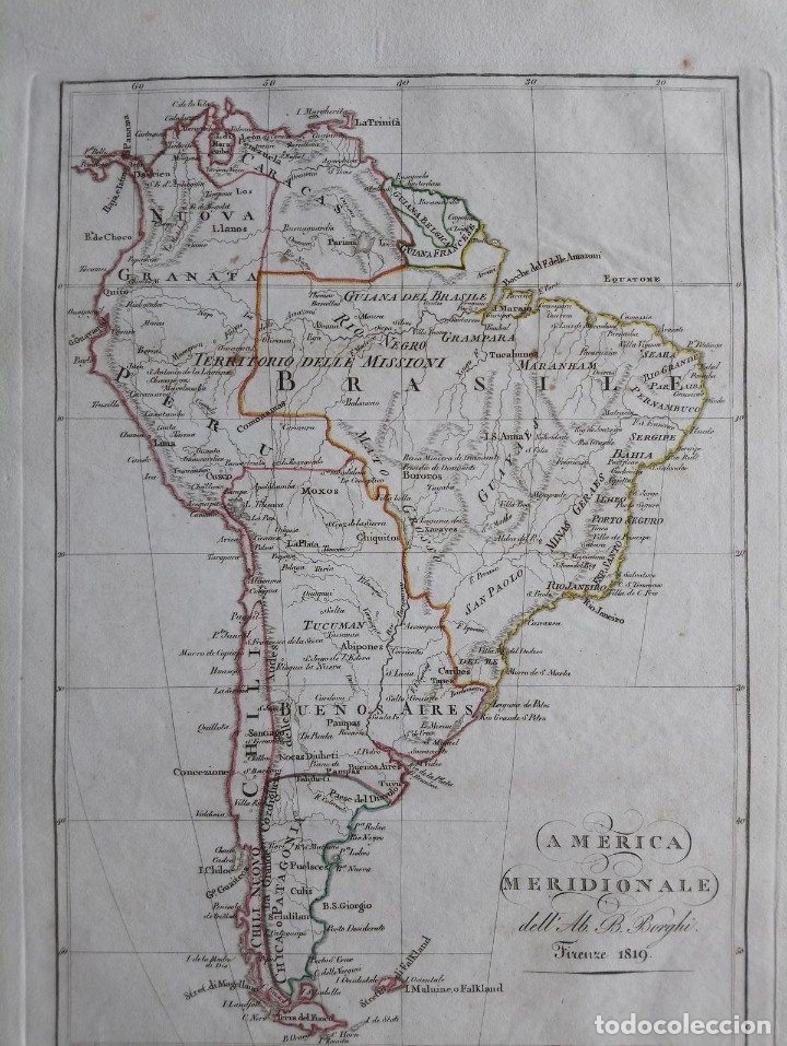 1819 Borghi Mapa Original América Del Sur Argen Comprar Cartografía Antigua Hasta S Xix En 6798