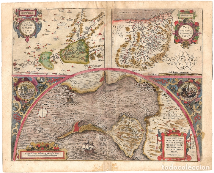 Arte: 1584 Mapa Guipúzcoa, Cádiz montes Toledo. Theatrum Orbis Terrarum, Abraham Ortelius - Foto 1 - 183214691