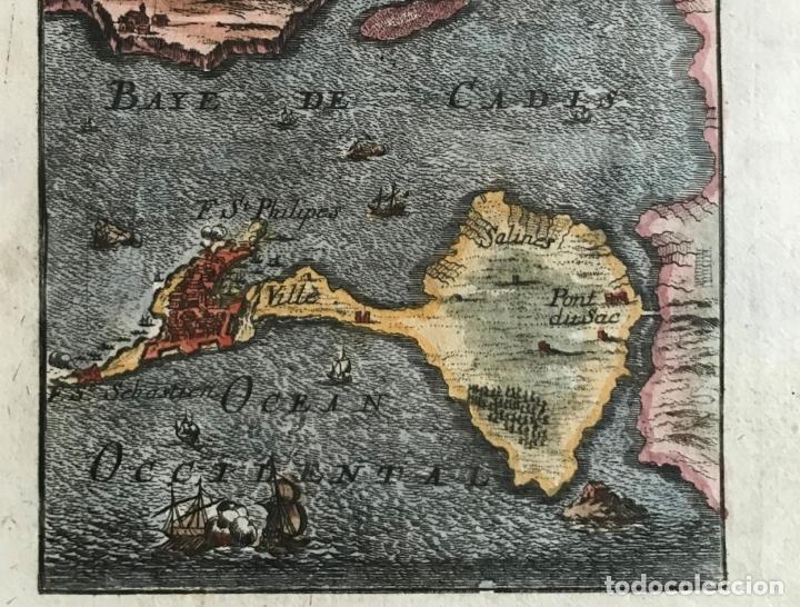 Arte: Mapa de la bahía y puerto de Cádiz (España), 1686. A. Mallet - Foto 3 - 187310987