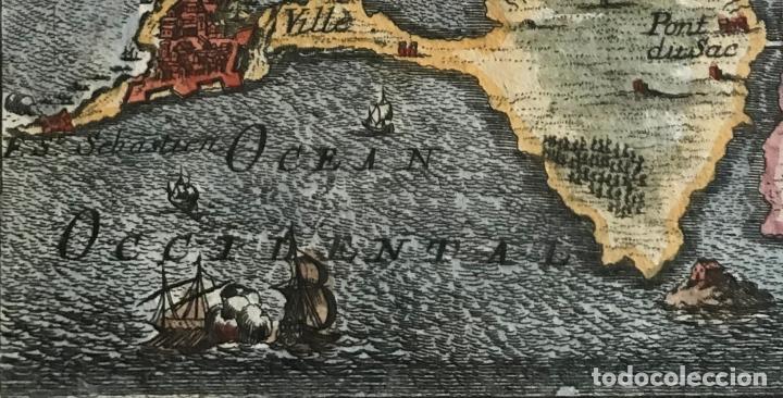 Arte: Mapa de la bahía y puerto de Cádiz (España), 1686. A. Mallet - Foto 6 - 187310987