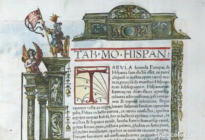 Arte: 1525 MAPA ILUMINADO ESPAÑA PORTUGAL TABVLA MODERNA HISPANIA FRIES GRÜNINGER - Foto 8 - 188383242