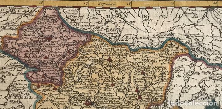 Arte: Mapa de Arag&oacute;n y Navarra (Espa&ntilde;a), 1707. P. van der Aa - Foto 2