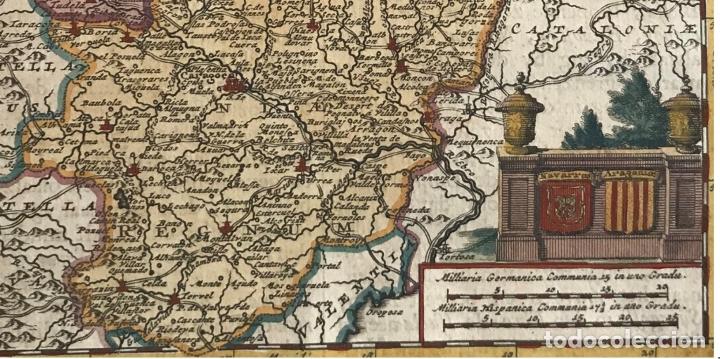 Arte: Mapa de Arag&oacute;n y Navarra (Espa&ntilde;a), 1707. P. van der Aa - Foto 3