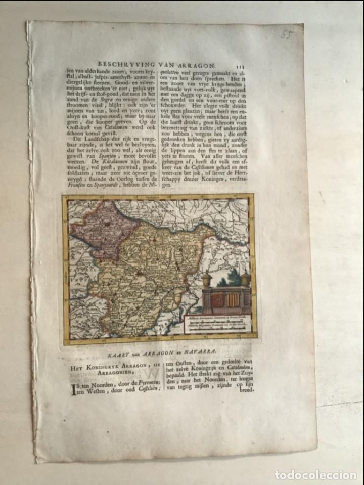 Arte: Mapa de Arag&oacute;n y Navarra (Espa&ntilde;a), 1707. P. van der Aa - Foto 4