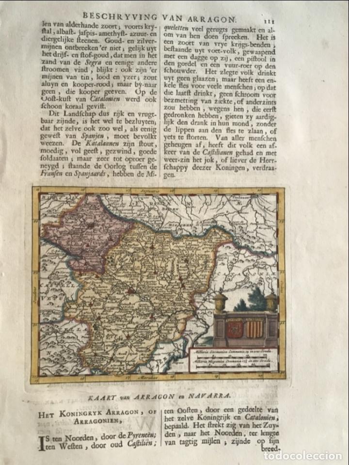 Arte: Mapa de Arag&oacute;n y Navarra (Espa&ntilde;a), 1707. P. van der Aa - Foto 5