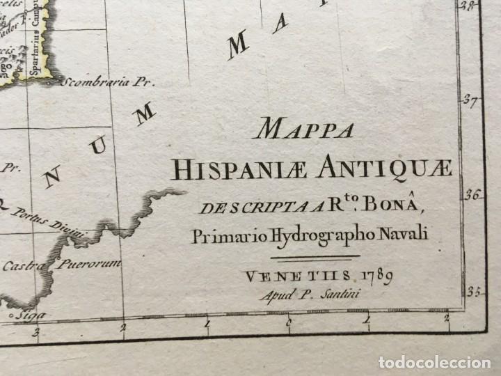 Arte: MAPPA HISPANAE ANTIQUAE - 1789 - por BONA - MAPA ESPAÑA ANTIGUA - COLOREADO - Foto 5 - 189694530