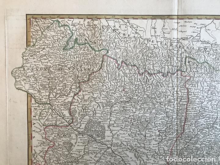 Arte: Gran mapa de Cataluña, Aragón y Navarra (España), 1752. Robert de Vaugondy/Delamarche - Foto 3 - 190762502