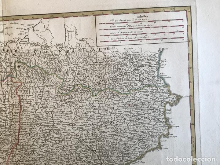 Arte: Gran mapa de Cataluña, Aragón y Navarra (España), 1752. Robert de Vaugondy/Delamarche - Foto 5 - 190762502