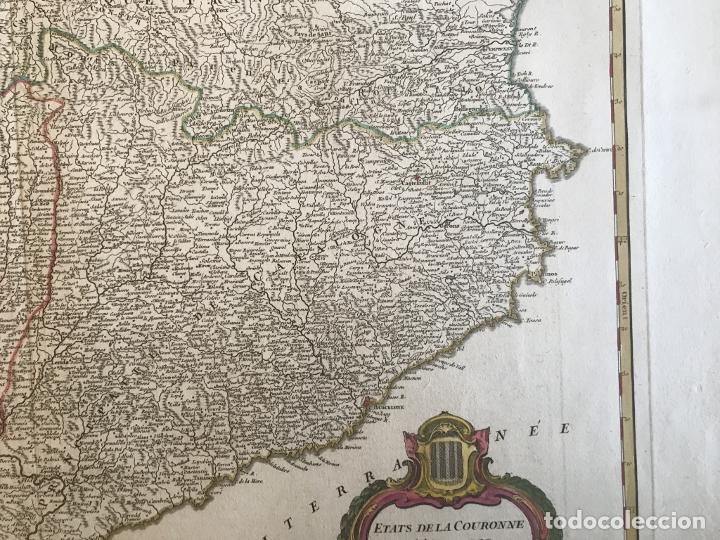 Arte: Gran mapa de Cataluña, Aragón y Navarra (España), 1752. Robert de Vaugondy/Delamarche - Foto 6 - 190762502